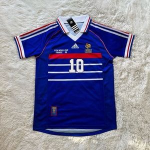Zinedine Zidane France World Cup 1998 Home Soccer Jersey - Brand New